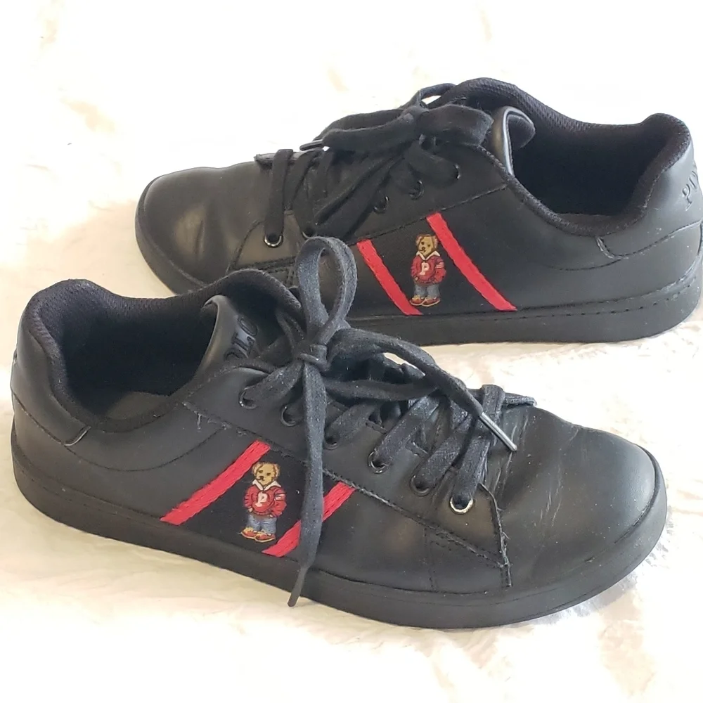 POLO-RALPH LAUREN BLACK BOY SNEAKERS SIZE 61/2